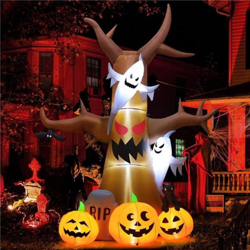 12FT Halloween Inflatables Tree Outdoor Decorations Blow Up Yard Scary Dead Tree